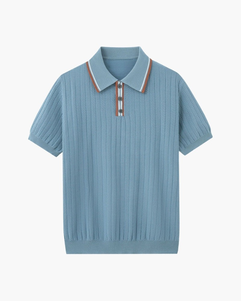 Polo de Punto Espiga – Gris Azulado