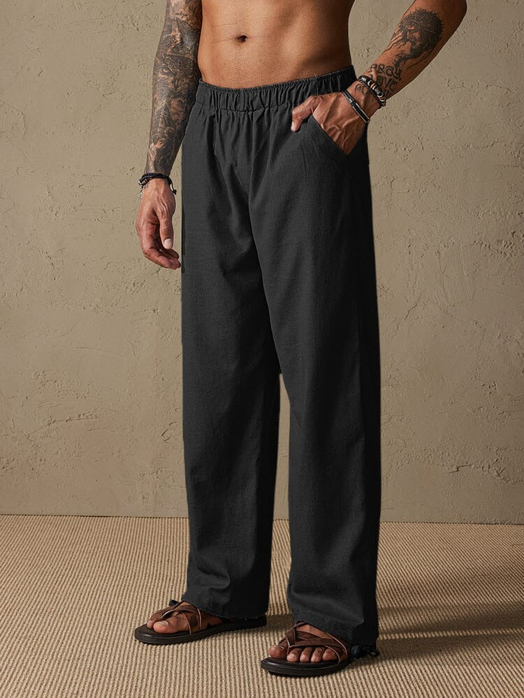 Pantalones Amplios con Cordón - Negro