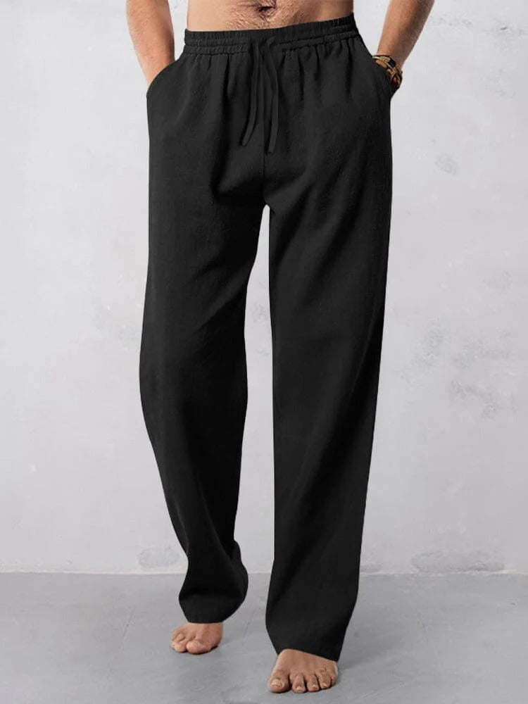 Pantalones Rectos con Cordón - Gris