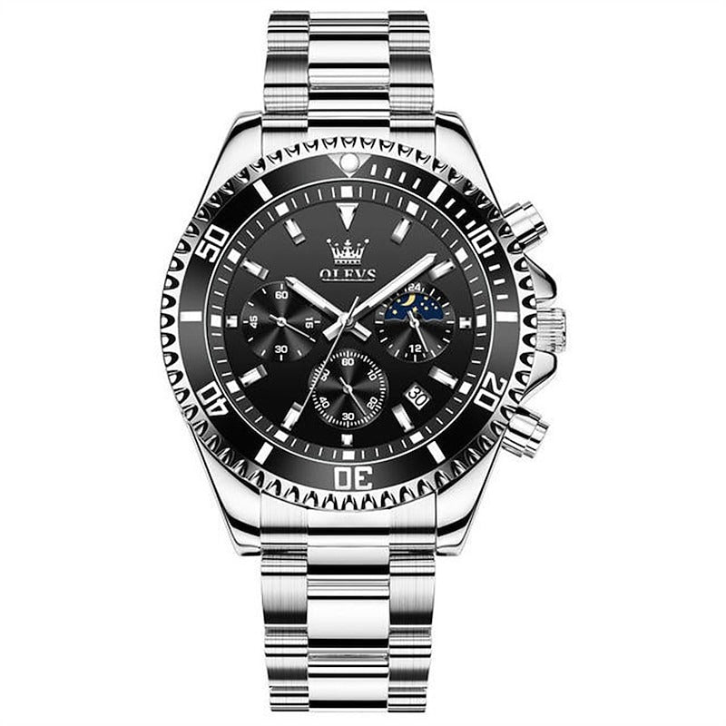 Reloj Cronógrafo Deportivo - Negro/Plata