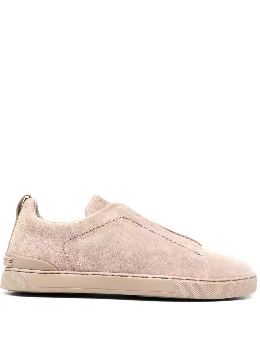 Triple Stitch Cuero Zapatillas – Beige
