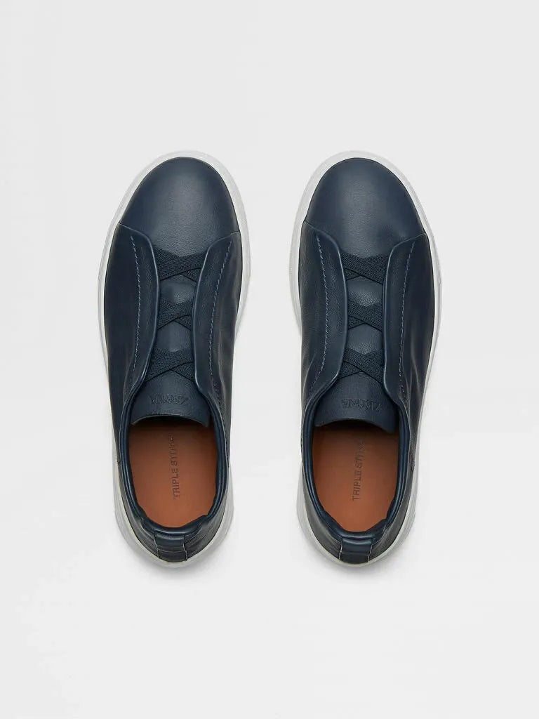 Triple Stitch Cuero Zapatillas – Marino
