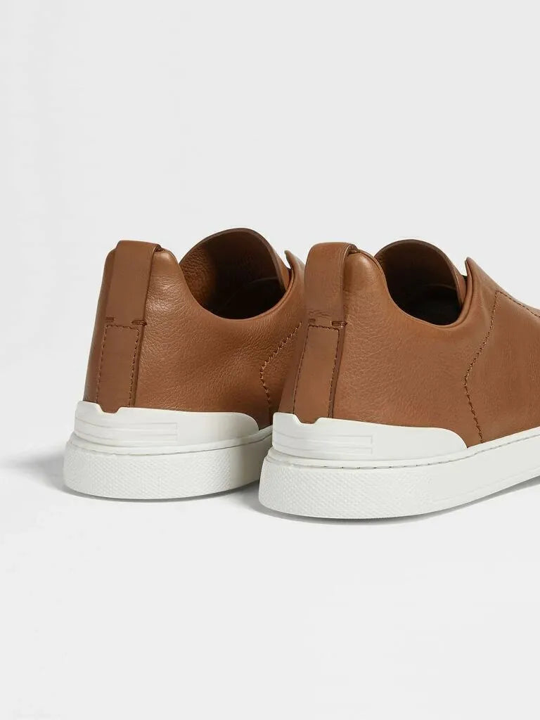 Triple Stitch Cuero Zapatillas – Canela