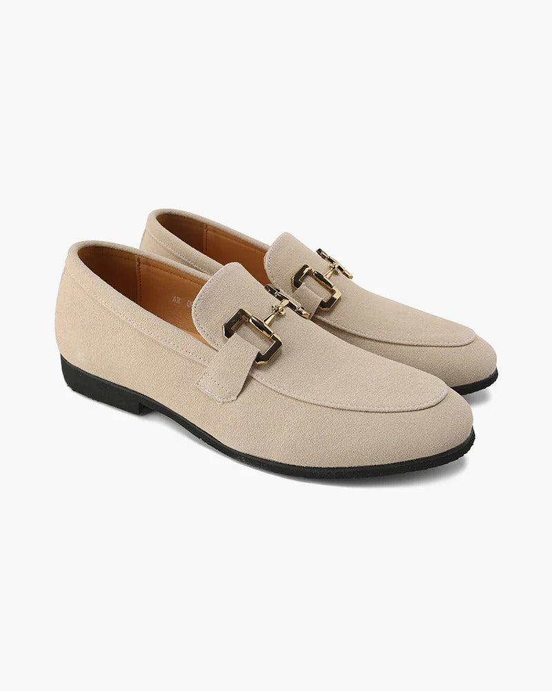 Mocasines con detalle de bocado en ante - Nude