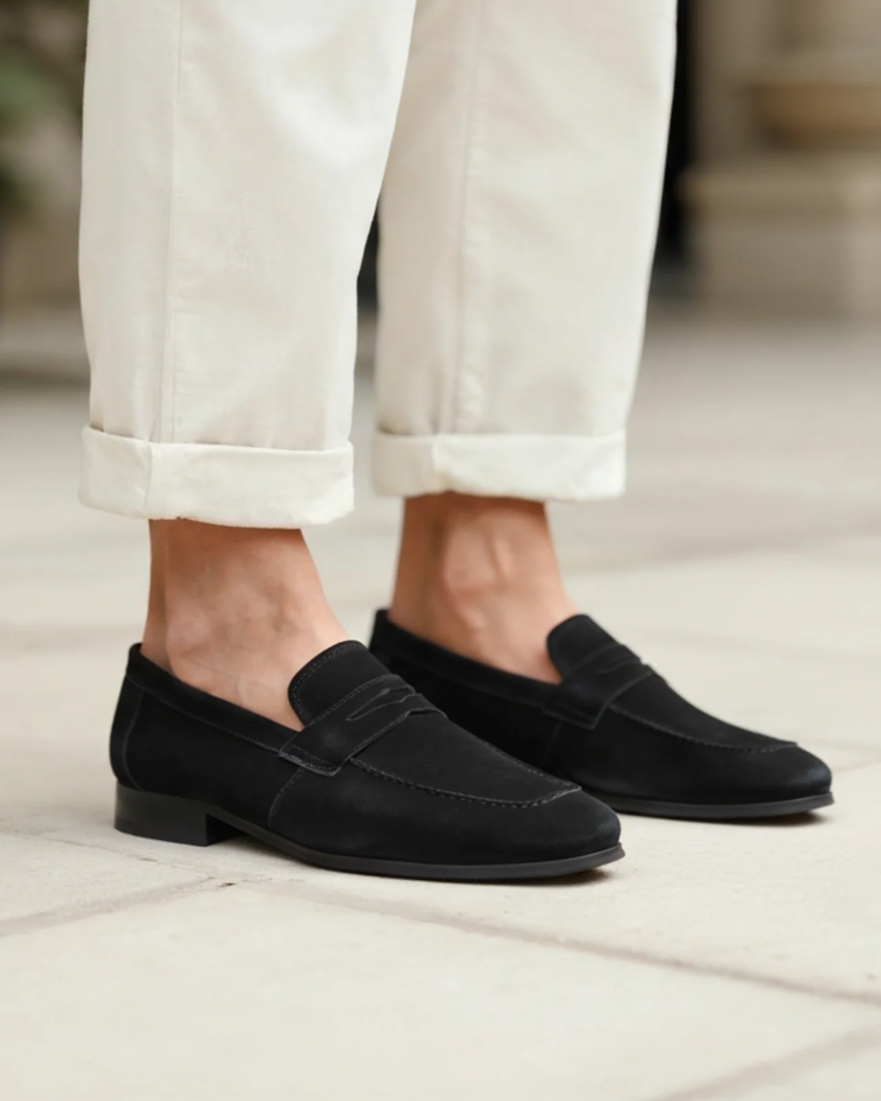 Mocasines clásicos de ante - Negro
