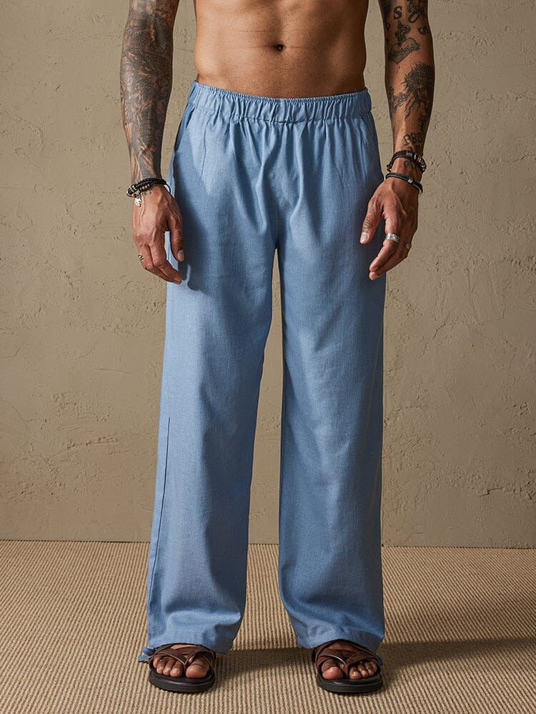 Pantalones Amplios con Cordón - Azul