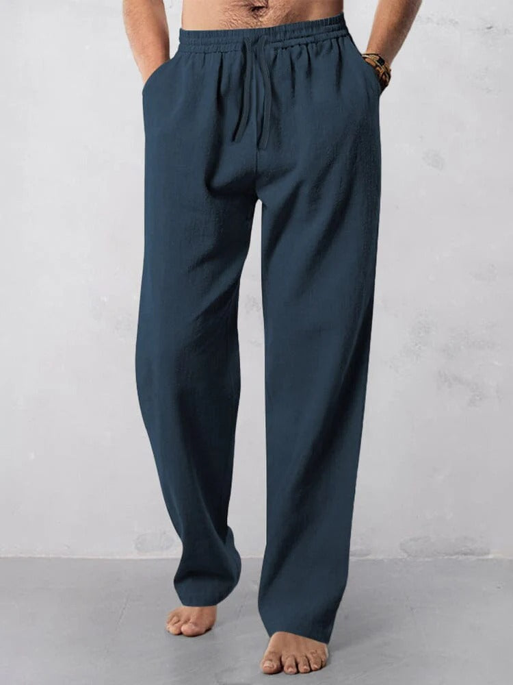 Pantalones Rectos con Cordón - Azul marino