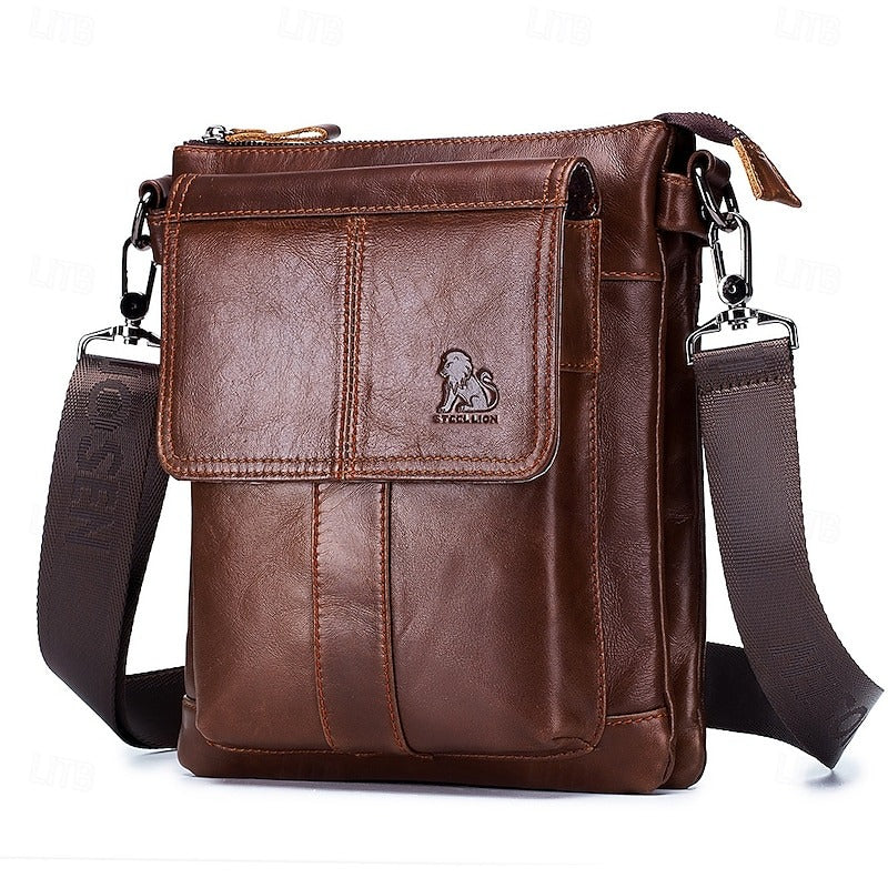 Bolsa Crossbody de Cuero con Cierre - Café
