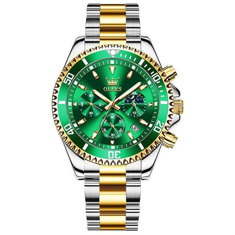 Reloj Cronógrafo Deportivo - Verde/Dorado