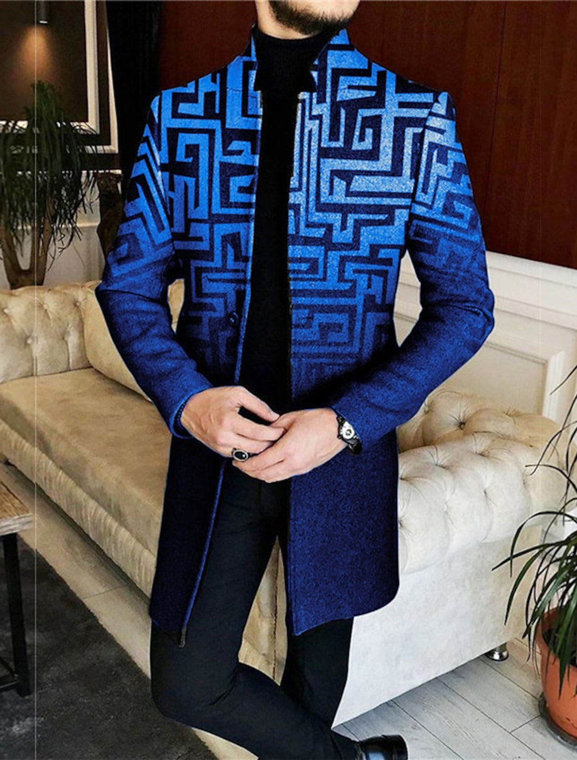 Chamarra Geométrica Prestige - Azul