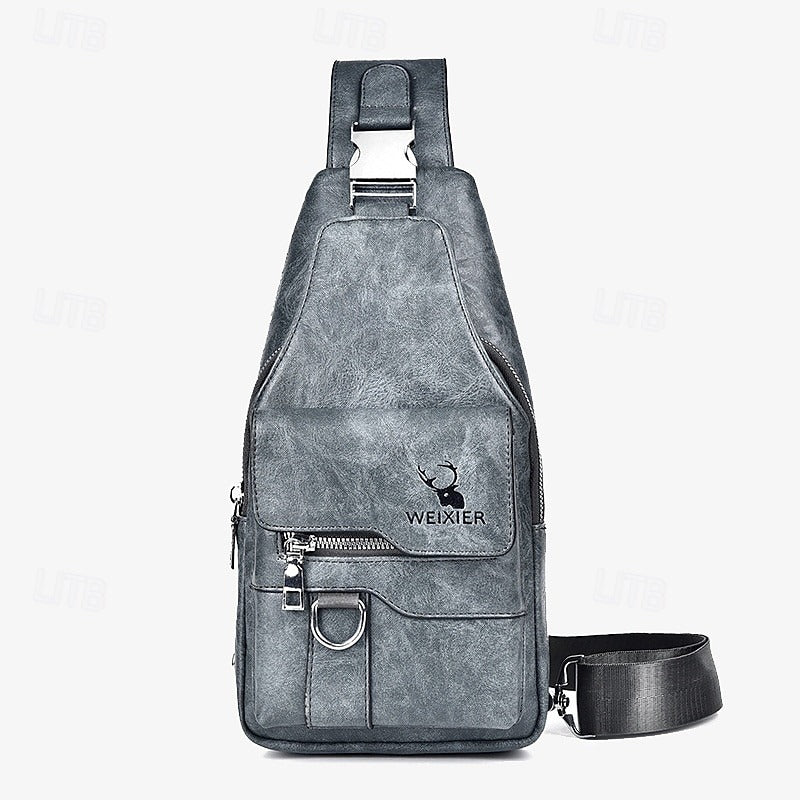 Bolsa de Cuero Sintético con Cierre - Café