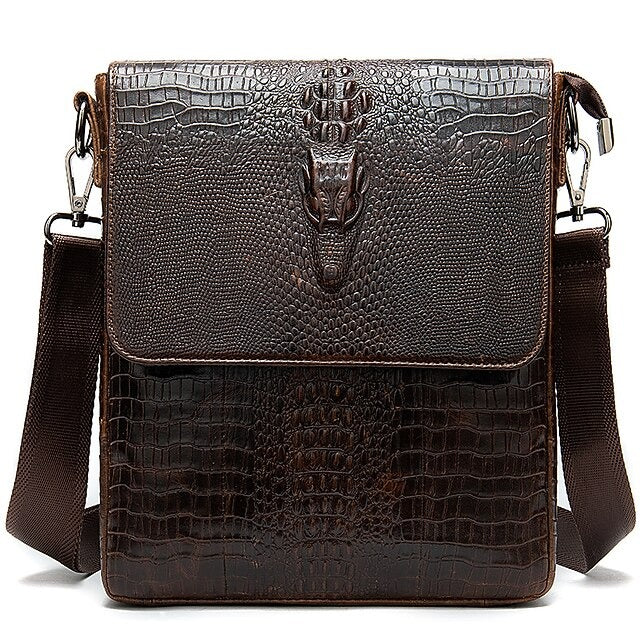 Bolsa Cruzada de Cuero Genuino - Negro
