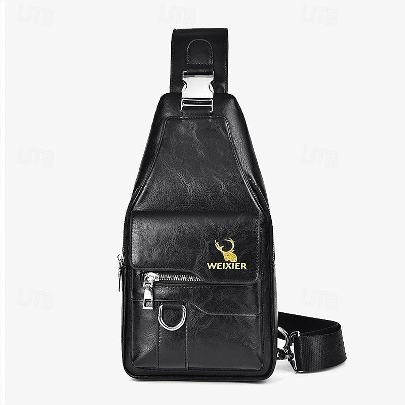 Bolsa de Cuero Sintético con Cierre - Negro