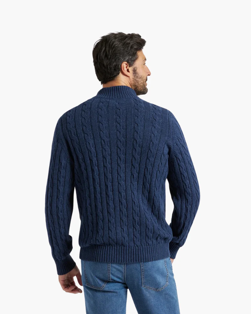 Suéter de punto trenzado con cremallera Verbier Heritage - Azul marino