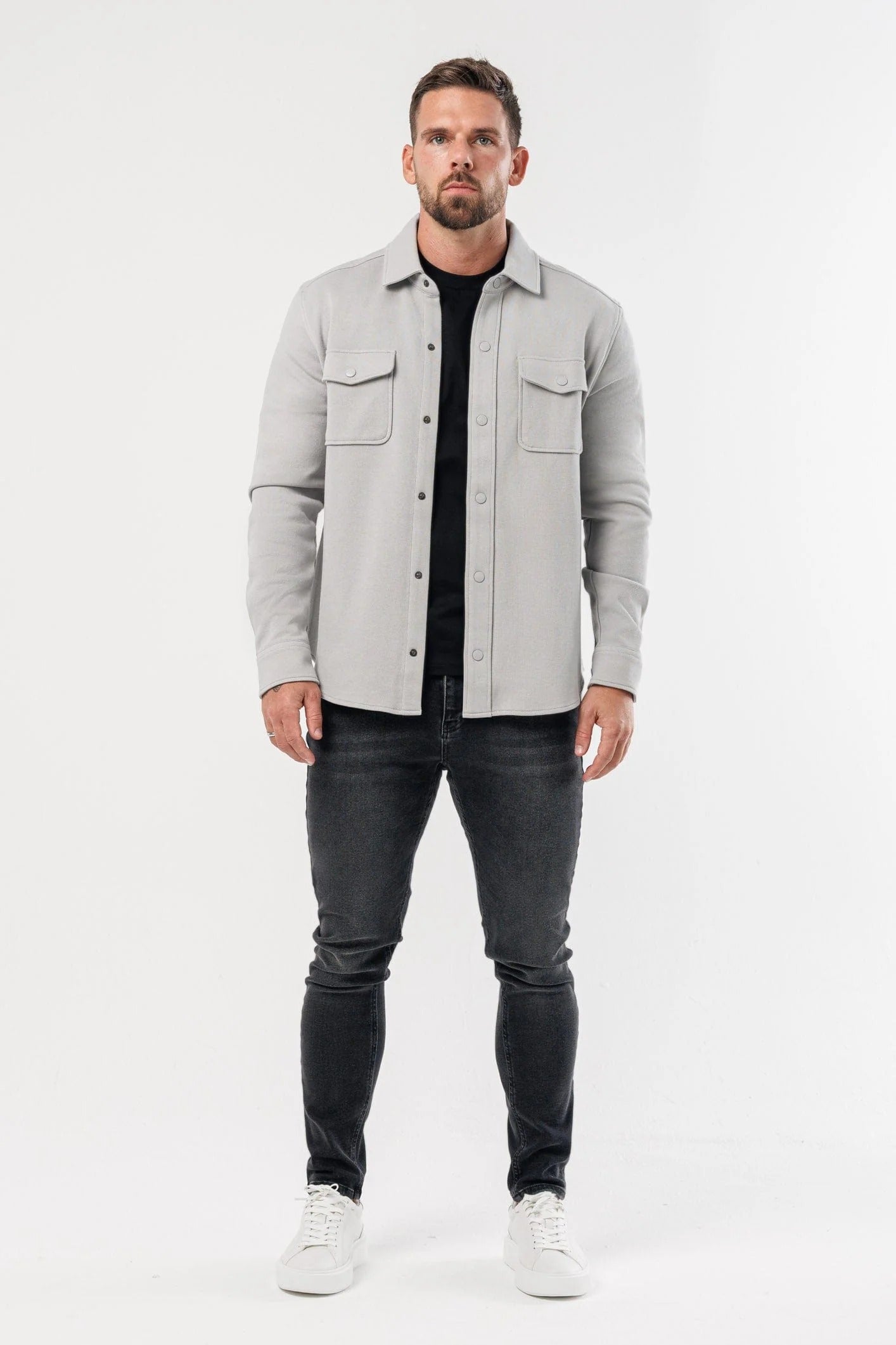 Chamarra Classic Cotton Signature - Gris Claro
