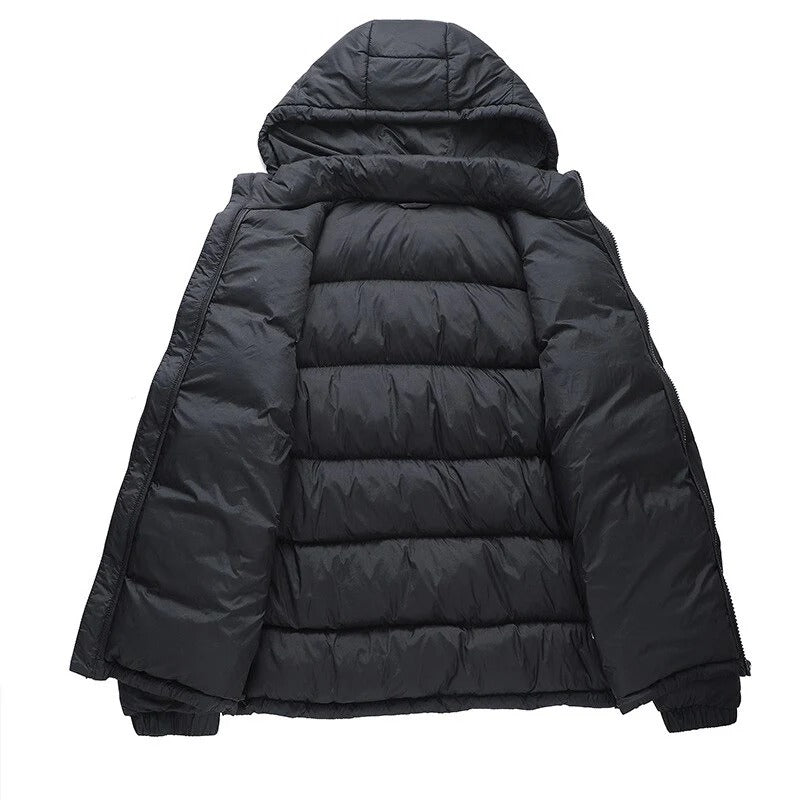 Chamarra Acolchada con Capucha Desmontable - Negro