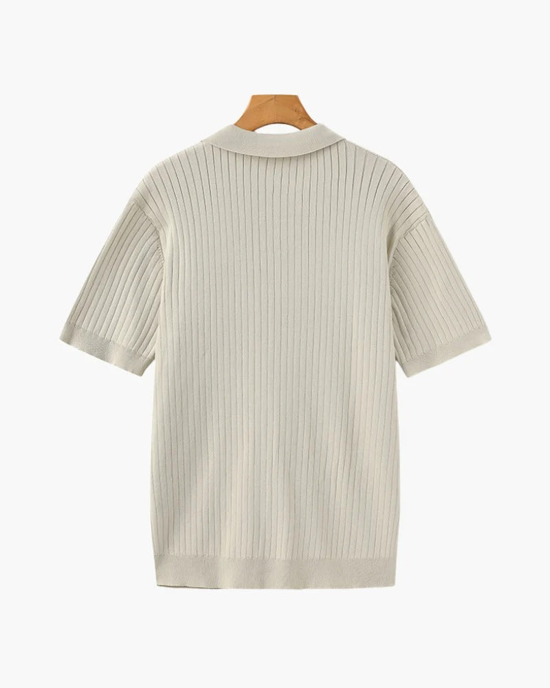 Polo de Punto Acanalado – Crema