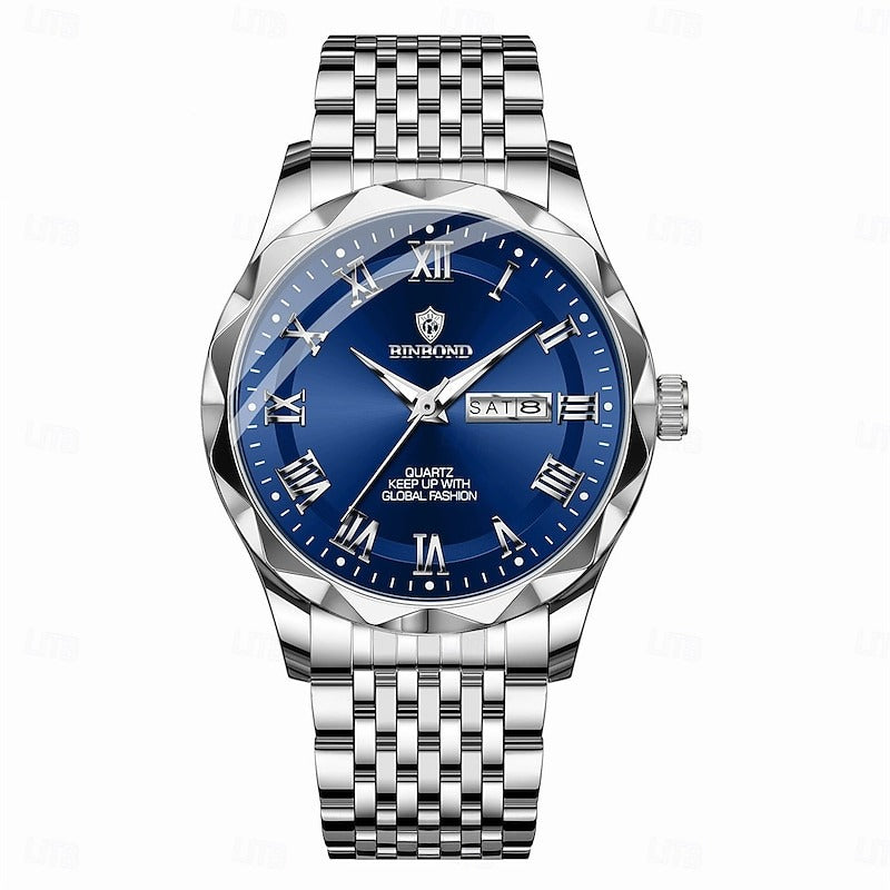 Reloj Romano con Calendario - Azul/Plata