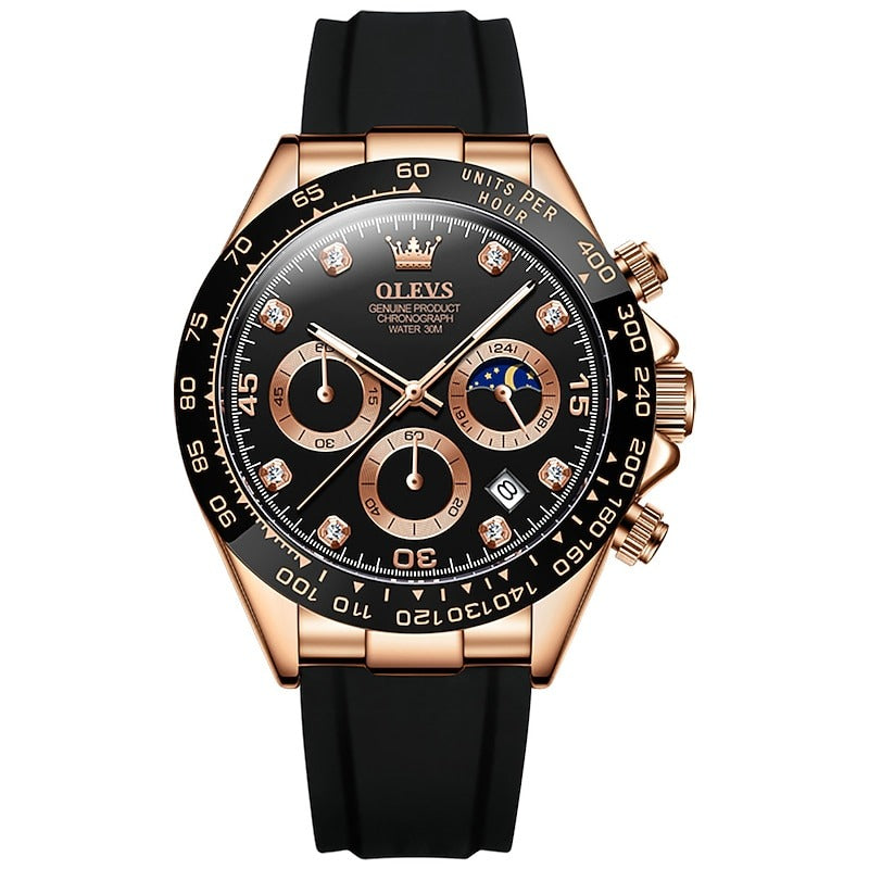Reloj Cronógrafo Deportivo - Negro/Rose Gold