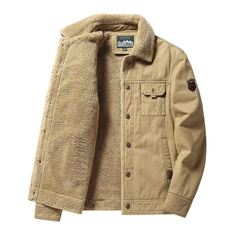 Chaqueta de Algodón con Forro Interior de Borrego - Verde