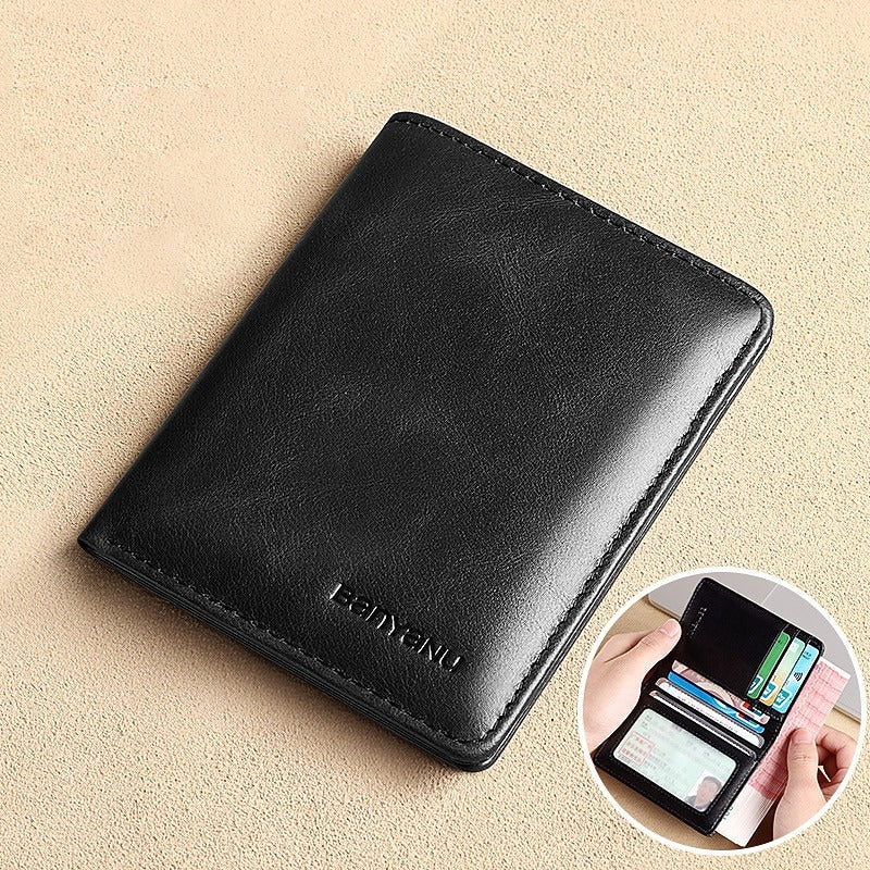 Cartera de Cuero Antirrobo - Negro (Textura 2)
