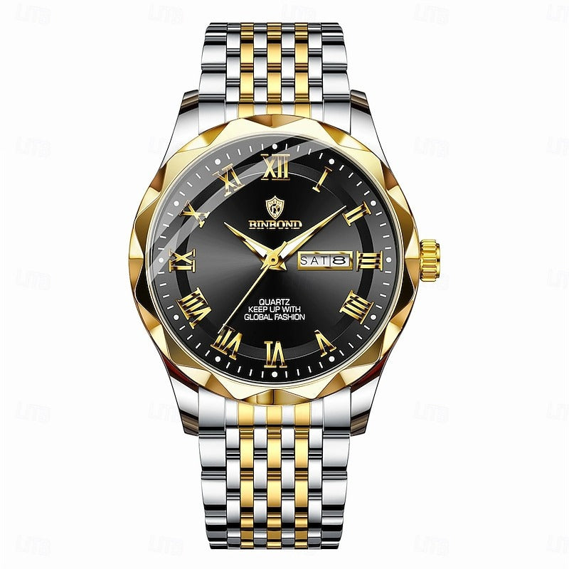 Reloj Romano con Calendario - Negro/Dorado
