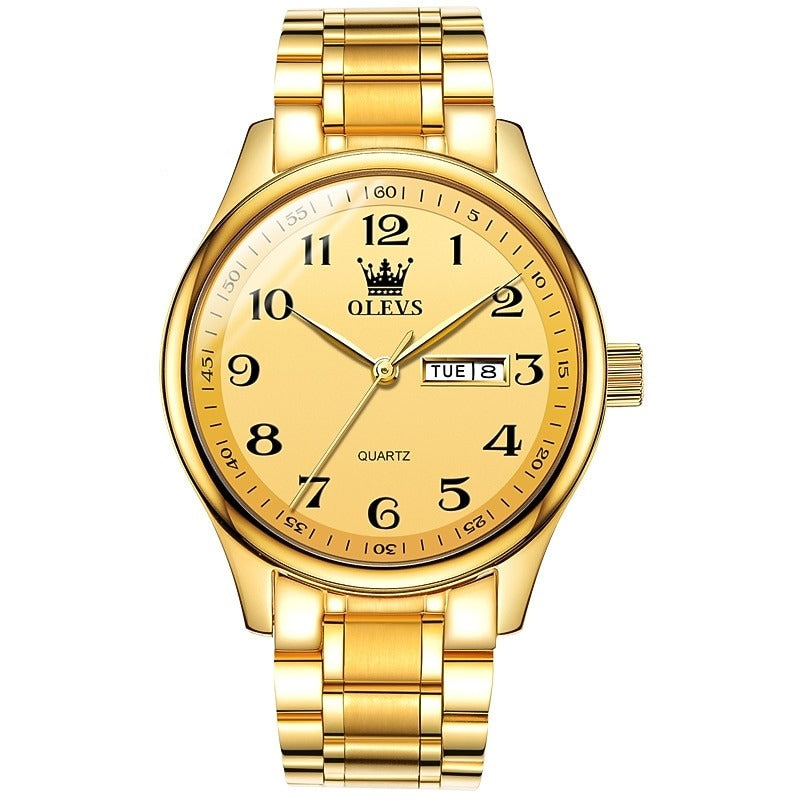 Reloj Clásico con Doble Calendario - Dorado