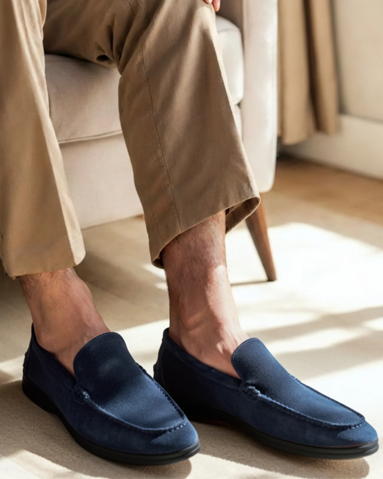 Luxe Gamuza Loafers - Marine Azul