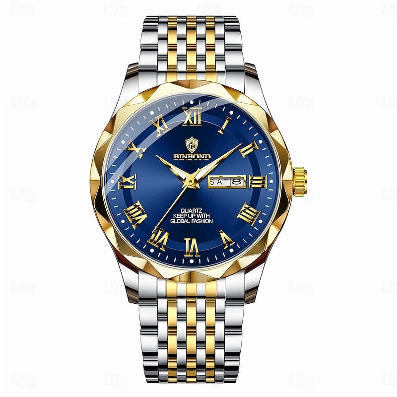 Reloj Romano con Calendario - Azul/Dorado