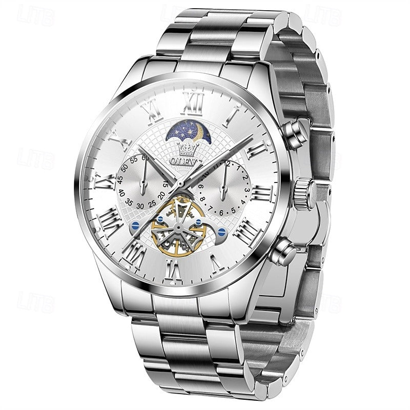 Reloj Esqueleto Lunar - Negro/Plata