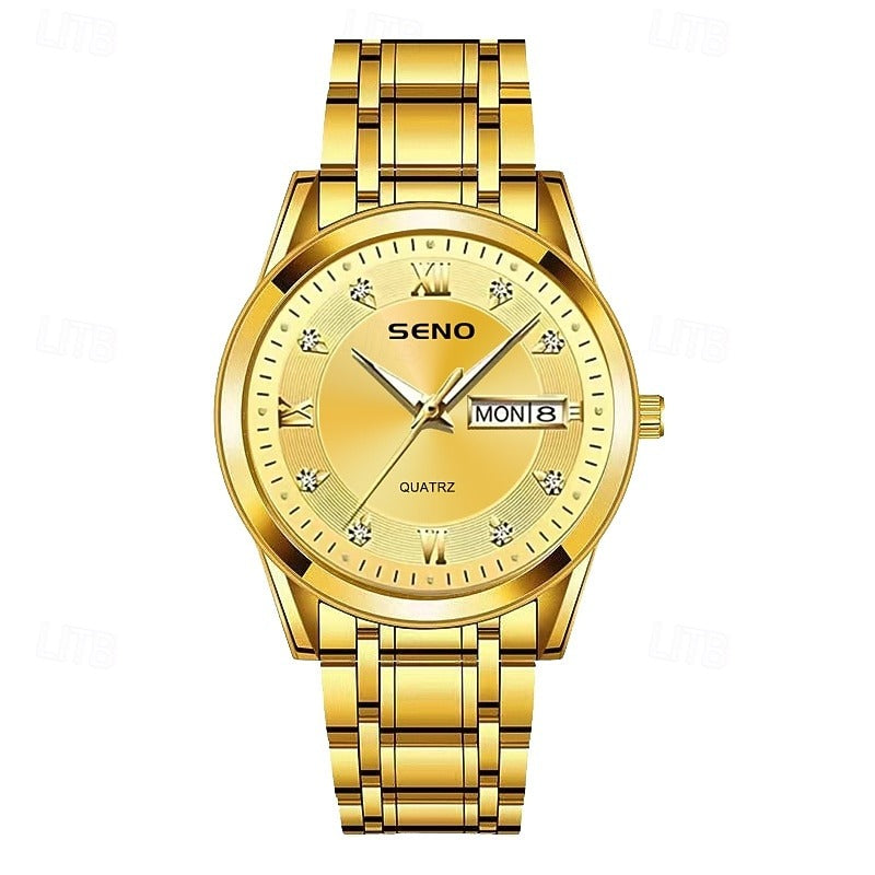 Reloj Romano con Doble Calendario - Plata/Dorado