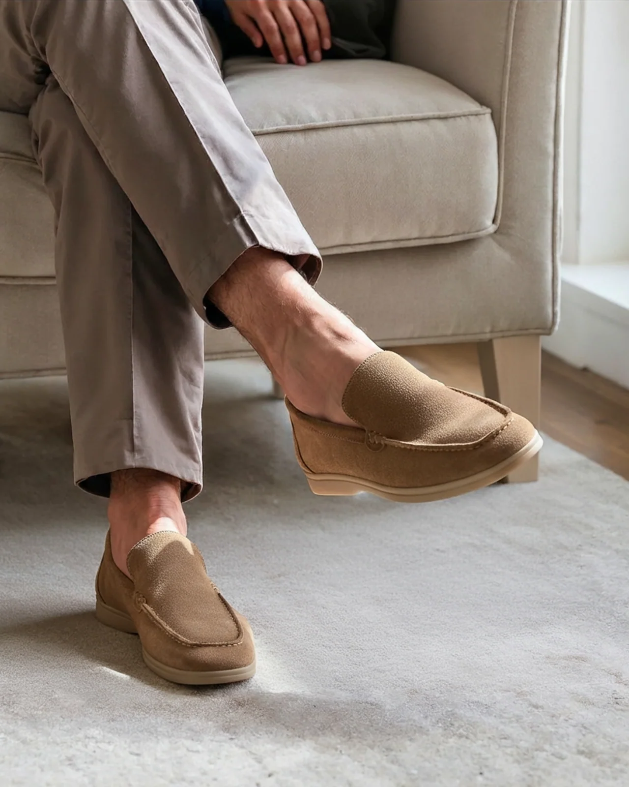Slip-ons de ante de lujo - Caramelo