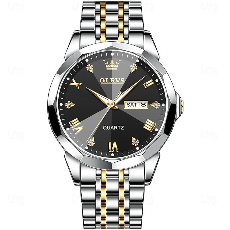 Reloj Romano Luminoso - Negro/Plata/Dorado