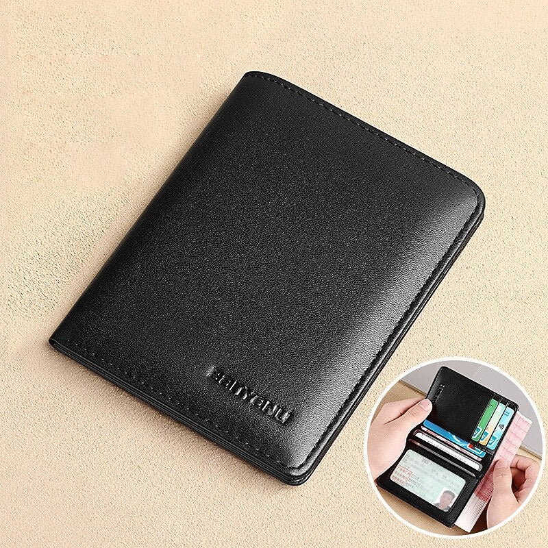 Cartera de Cuero Antirrobo - Negro (Textura 1)