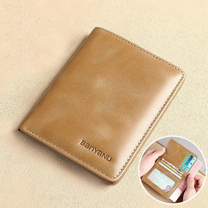 Cartera de Cuero Antirrobo - Kaki