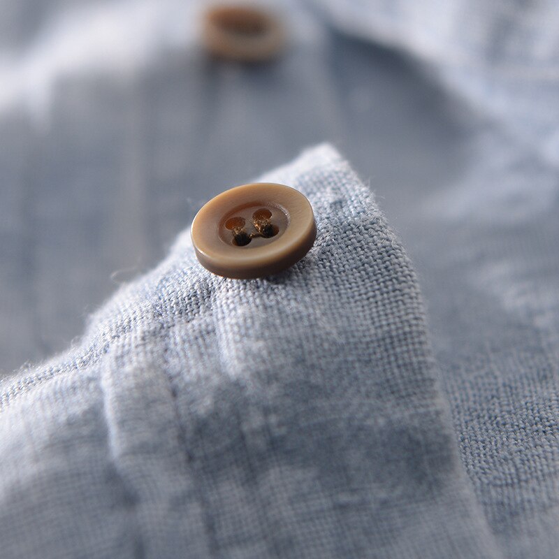 Camisa de Lino Manga Corta Coastal – Azul Claro
