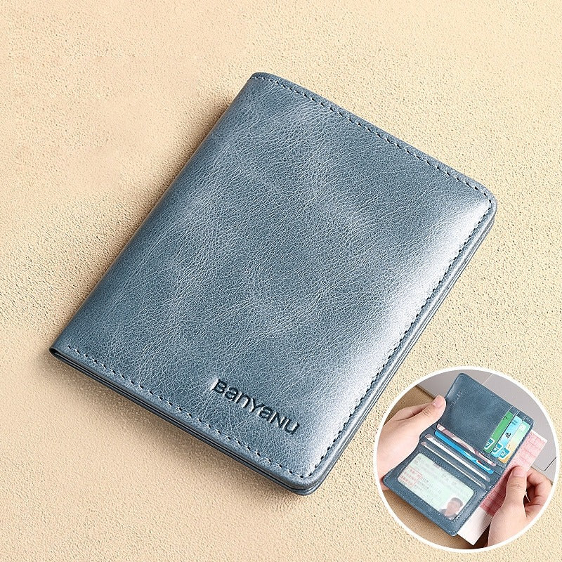 Cartera de Cuero Antirrobo - Azul