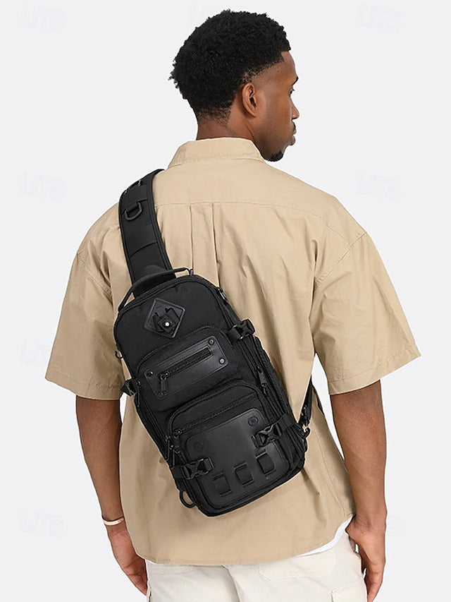 Mochila Cruzada de Poliéster - Negro