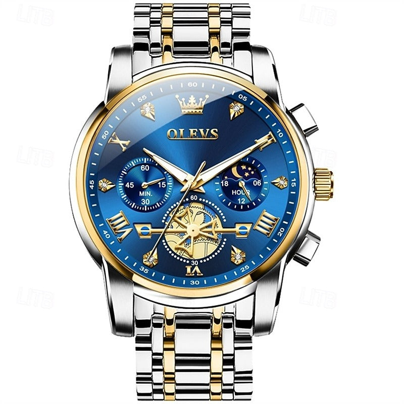 Reloj Cronógrafo Lunar - Azul/Plata/Dorado