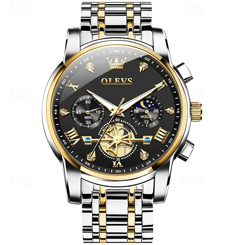 Reloj Cronógrafo Lunar - Negro/Plata/Dorado