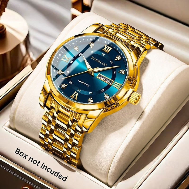 Reloj Luminoso con Calendario - Azul/Dorado
