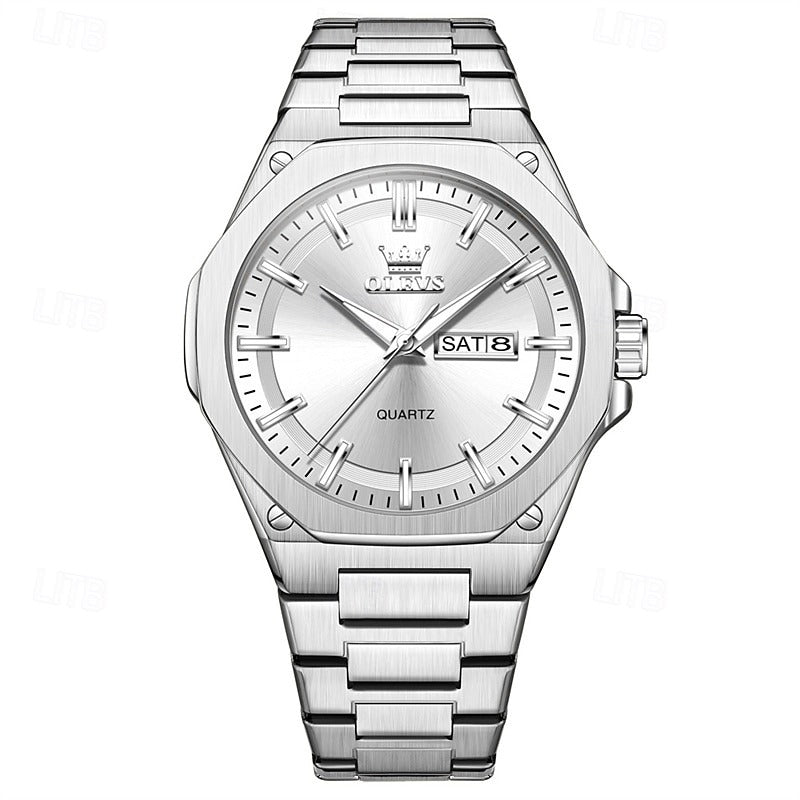 Reloj Octagonal de Acero - Plata/Verde