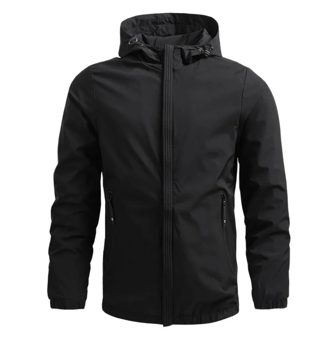 Chamarra Impermeable con Capucha - Negro