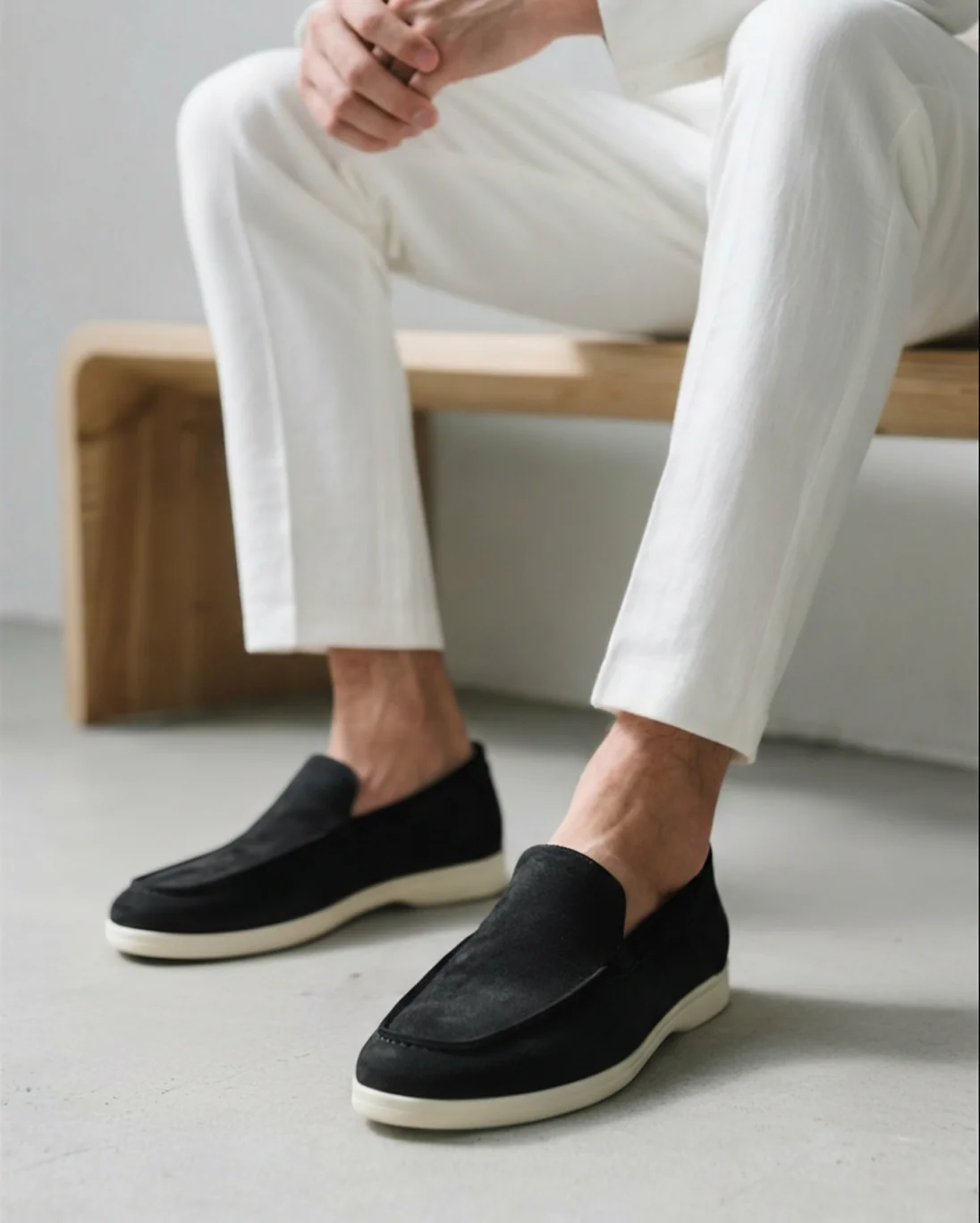 Mocasines de ante confort - Negro