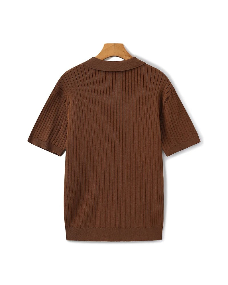 Polo de Punto Acanalado – Marrón