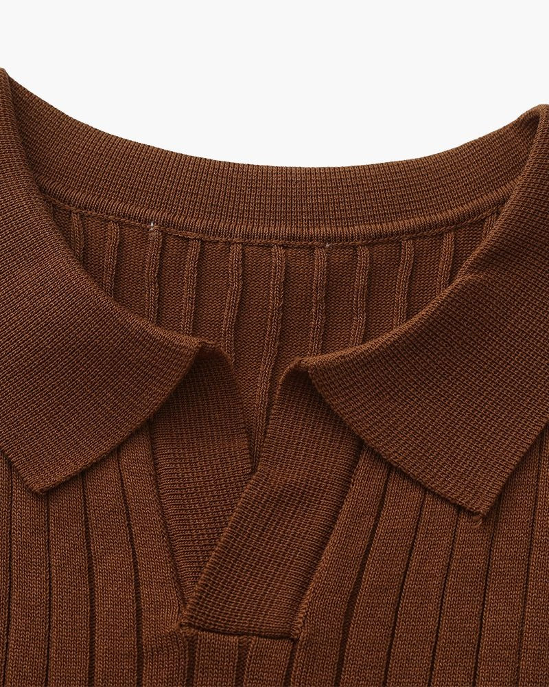 Polo de Punto Acanalado – Marrón