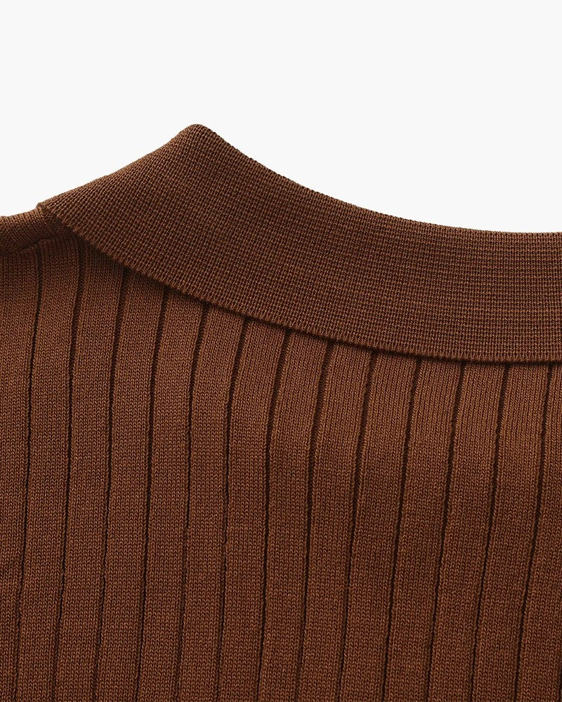Polo de Punto Acanalado – Marrón