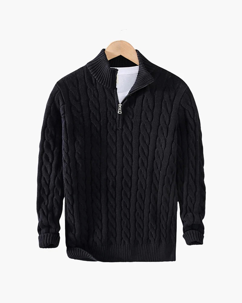 Suéter de punto trenzado con cremallera Verbier Heritage - Negro