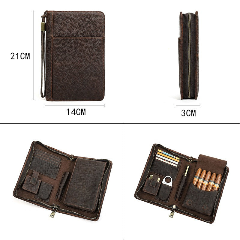 Estuche Organizador de Cuero para Puros y Accesorios de Viaje