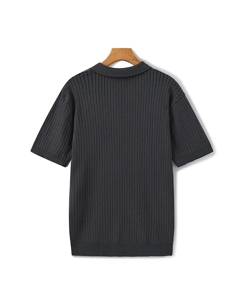 Polo de Punto Acanalado – Gris
